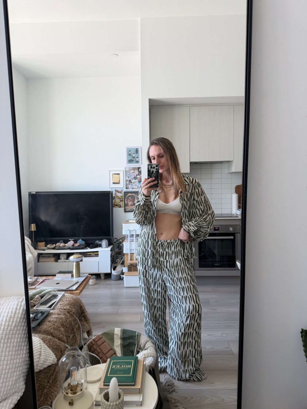 Dynamite Green & White Geometric Jumpsuit